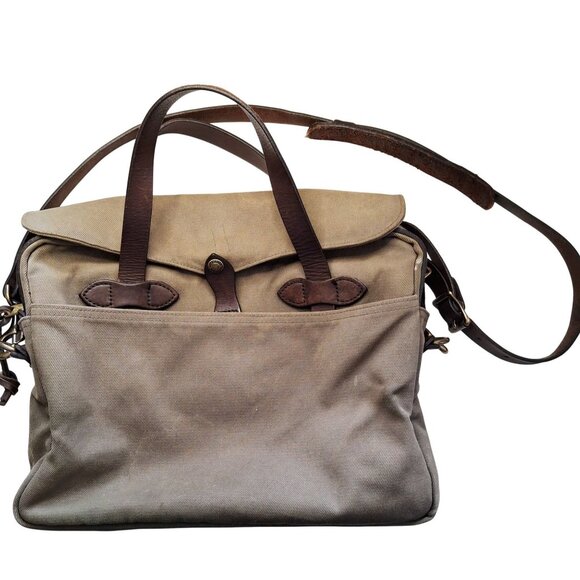 Filson Original BriefcaseCanvas & Leather Tote Bag With Shoulder Strap